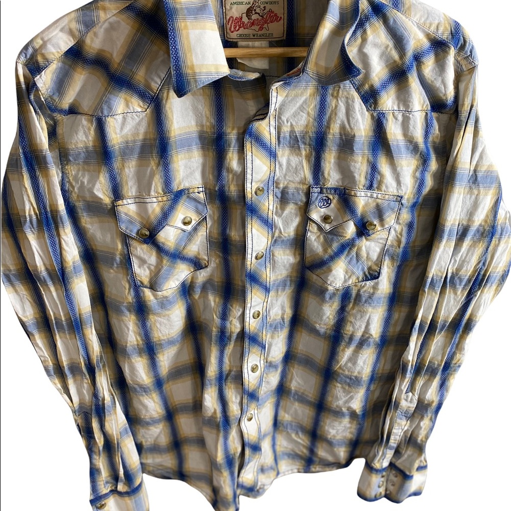 Wrangler plaid Pearl snap mens western shirt Large